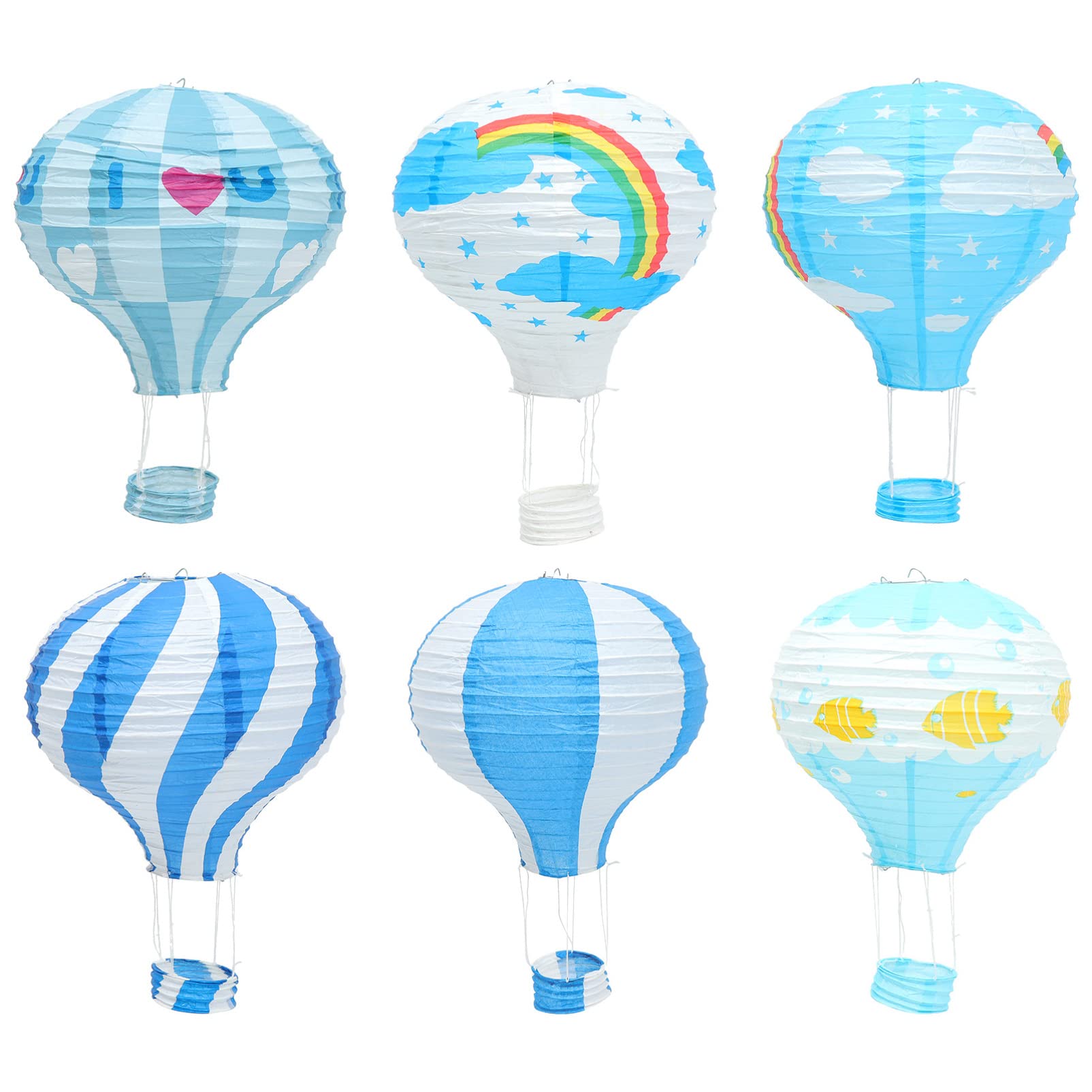 6Pcs Hot 3D Rainbow Balloon Chinese Japanese Party Ball Lamps Heart Balloon for Party