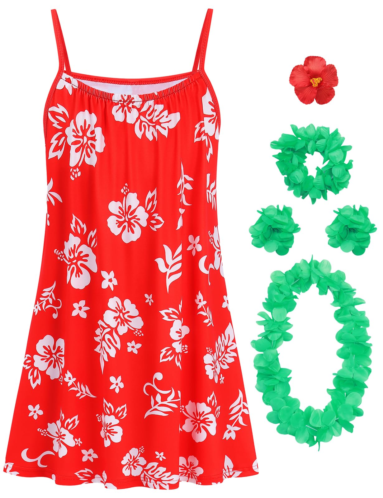 Photo 1 of Girls Floral Spaghetti Strap Summer Dress Kids Halloween Costumes Beach Dresses (Size unknown)