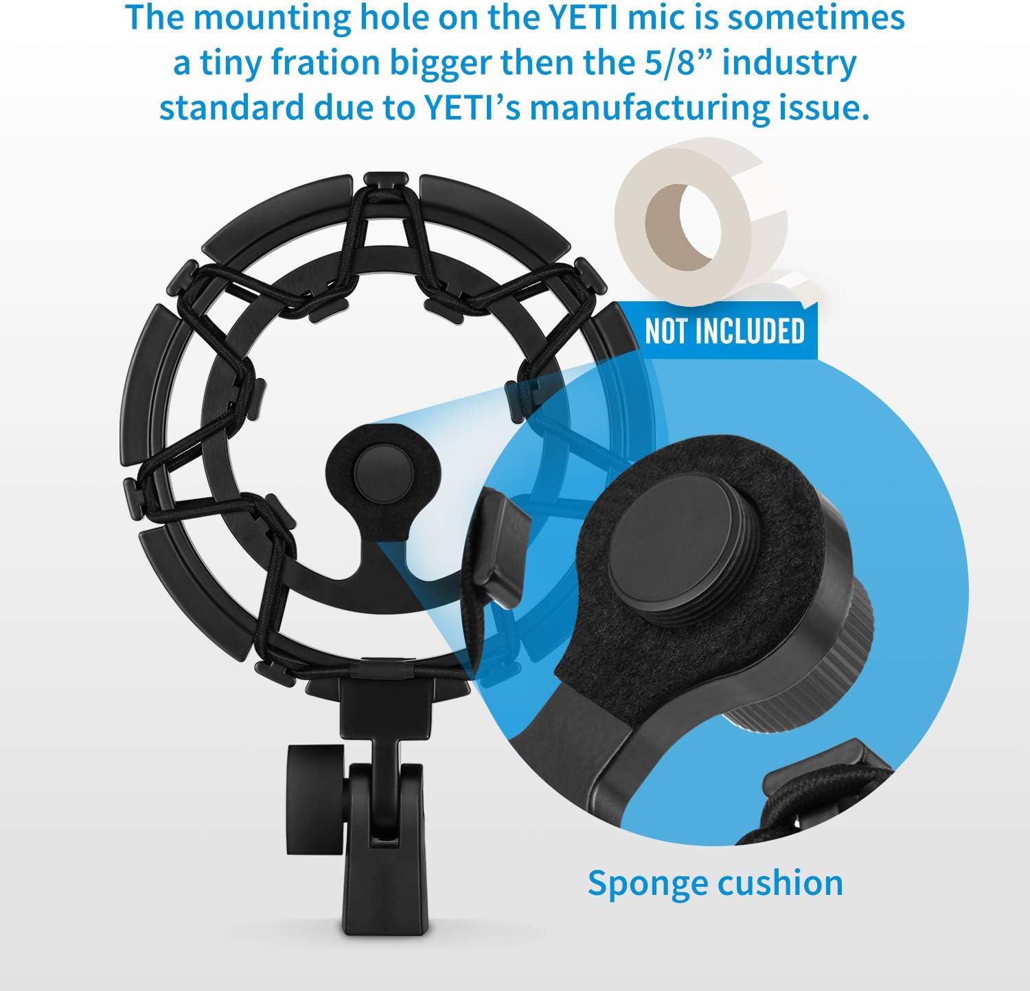 Moukey Shock Mount Compatible for Blue Yeti/Yeti Pro/Yeticaster/Yeti X/Snowball iCE Mic and other Large Microphones MMs-7-Black: Musical Instruments