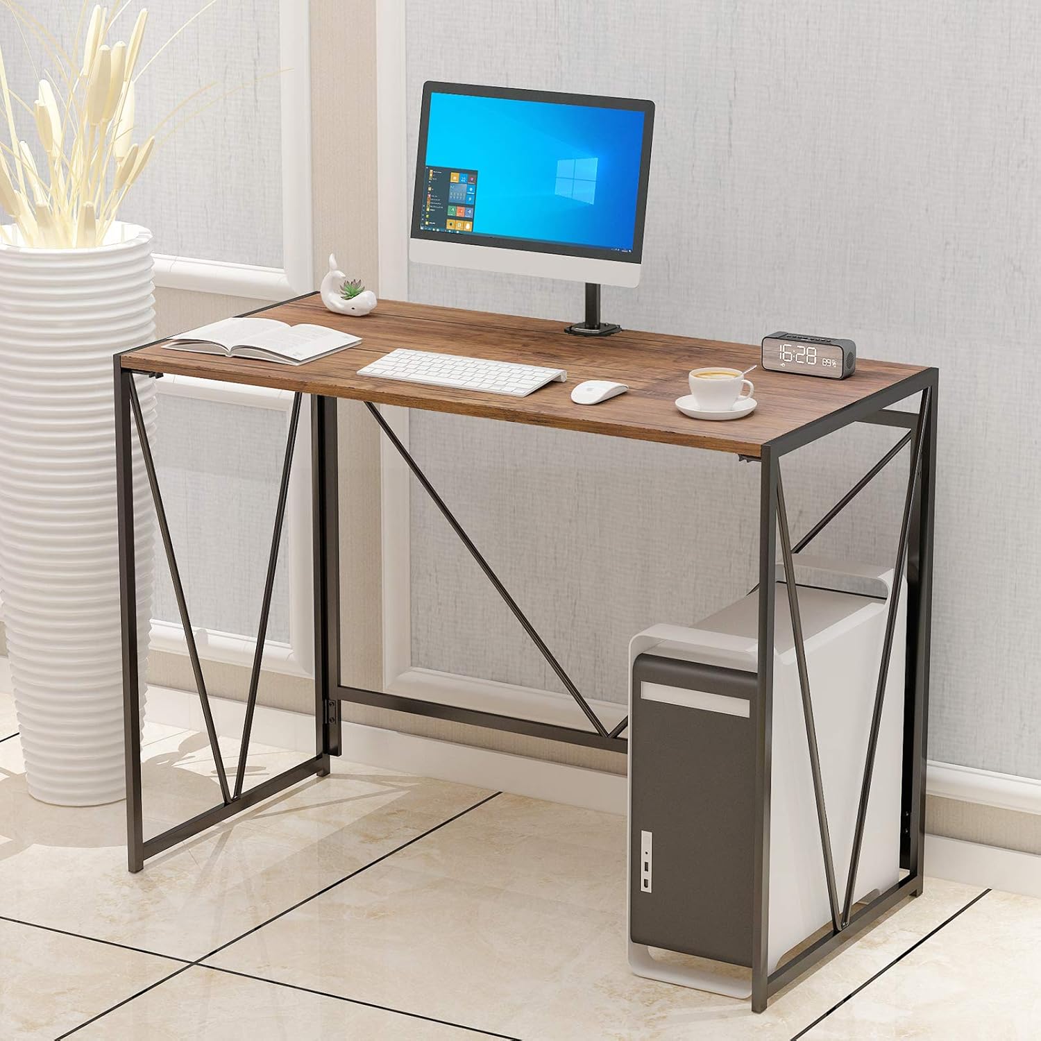 NOBLEWELL Computer Desk, No Assembly Folding Desk, Sturdy Small Laptop