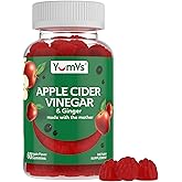 YUM-V'S Apple Cider Vinegar Gummies – ACV Gummies with Ginger & The Mother – Supports Metabolism, Vitality & Daily Wellness – Natural Apple Flavor Vegan, Non-GMO, Gluten-Free, Cider Gummy – 60 Count