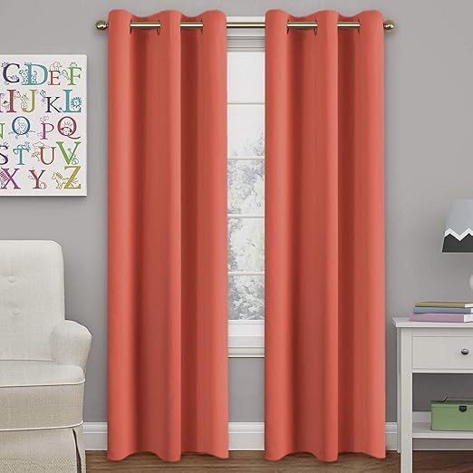 Amazon Com Turquoize Solid Blackout Drapes Room Darkening Coral