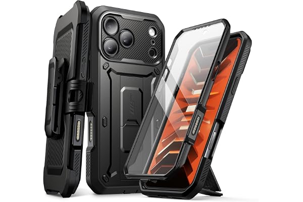 SUPCASE for iPhone 18 Pro Max Case/ 17 Pro Max Case, Belt Clip, Black | Military-Grade Protection, Built-in Kickstand & Scree