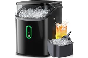 Silonn Nugget Ice Maker Countertop, Pebble Ice Makers with Crushed Soft Chewable Ice, 33lbs Per Day with Scoop, Pellet Portable Ice Machines with Auto-Cleaning for Home, Kitchen, Office, Black