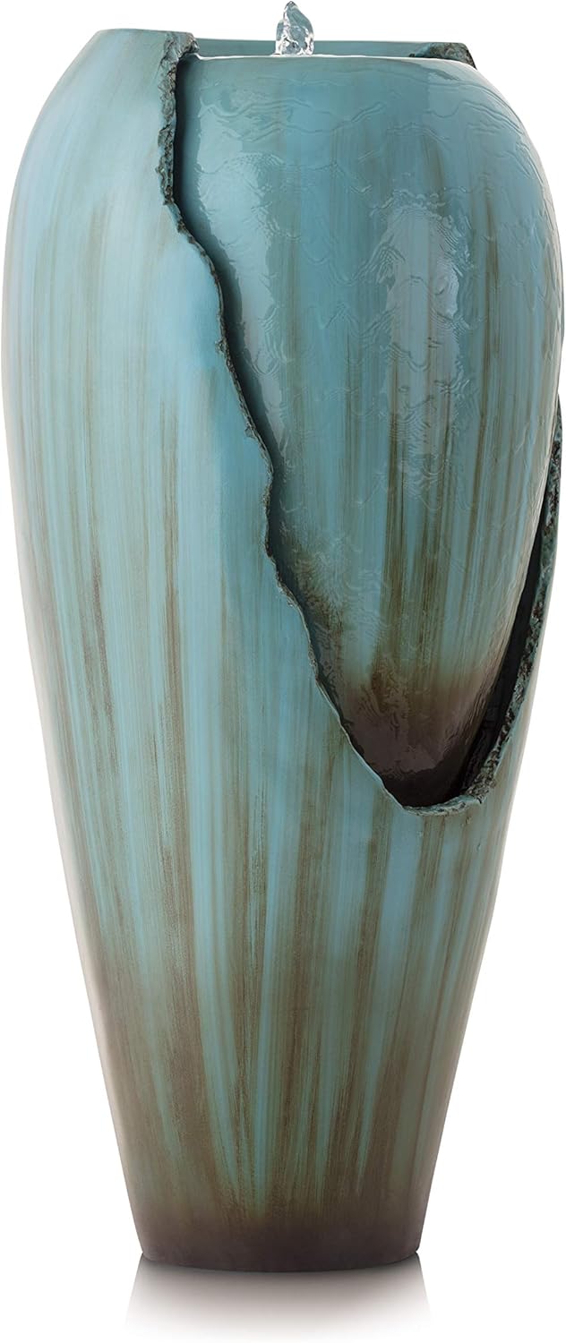 Alpine Corporation DIG100XS Water Jar Fountain w/LED Light, 32 Inch Tall, Turquoise : Indoor Fountains : Garden & Outdoor