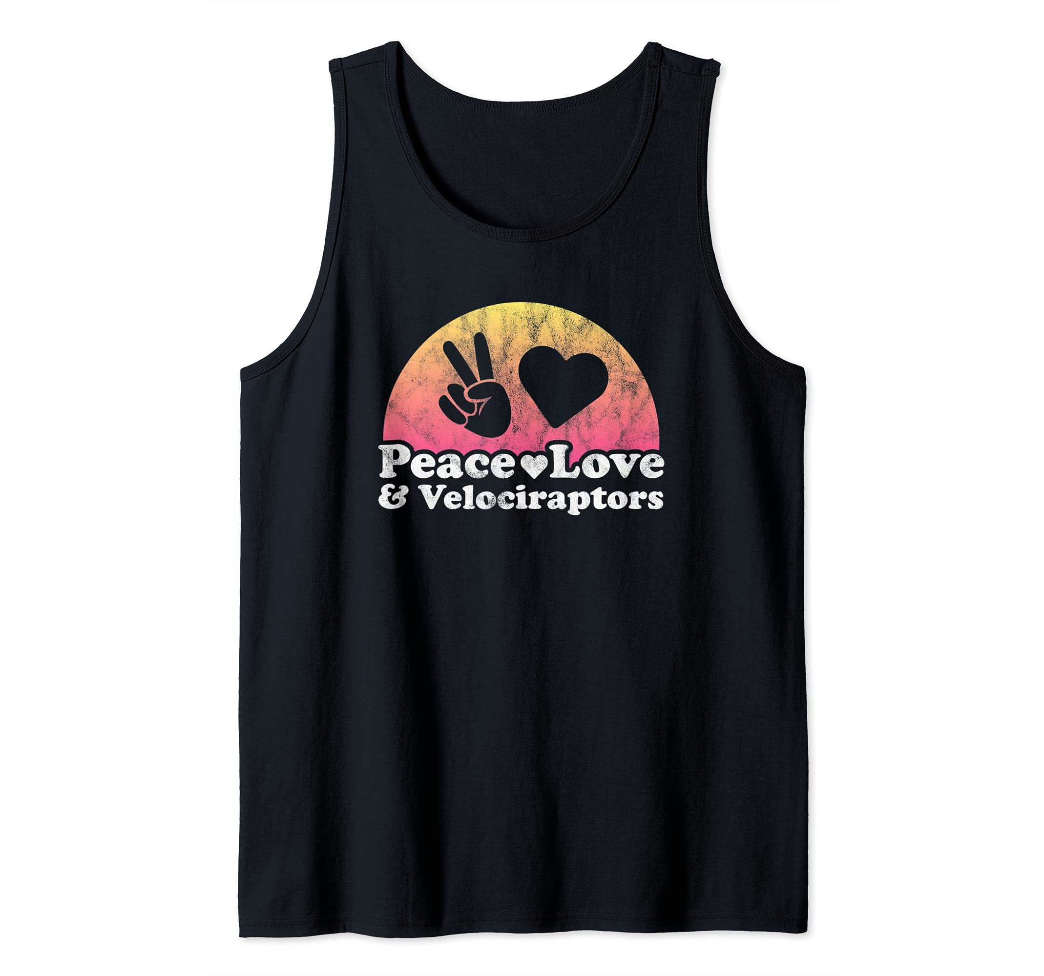 Peace Love and Velociraptor Dinosaur Tank Top