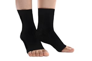 AZZS 1 Pack Compression Plantar Fasciitis Socks Ankle Compression Sleeve Heels Arch Supports & Heel Pain Relief Ankle Supports for Men and Women (Black2, Medium)
