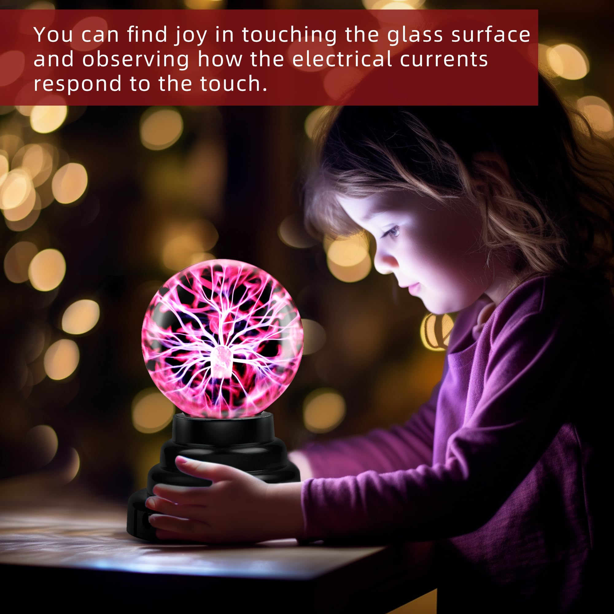 Flashmen Plasma Ball Science Toy for Kids Touch Sensitive Plasma Globe Decorative Lamp Novelty Toy Halloween Christmas 3 inch