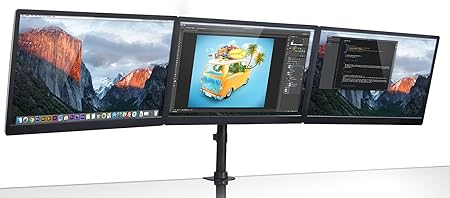 Amazon Co Jp Mount It トリプルモニターマウント 3スクリーンデスクスタンド Lcdコンピューターモニター用 19 22 23 24 27インチモニター用 Vesa 75 100対応 フルモーション 耐荷重55ポンド Mi 1753 ブラック パソコン 周辺機器