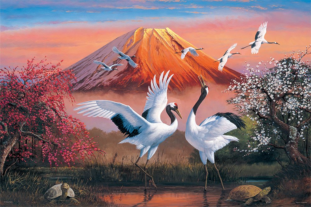 Yanoman Jigsaw Puzzle 101319 Japanese Art Reiho Bukaku Cranes (1000