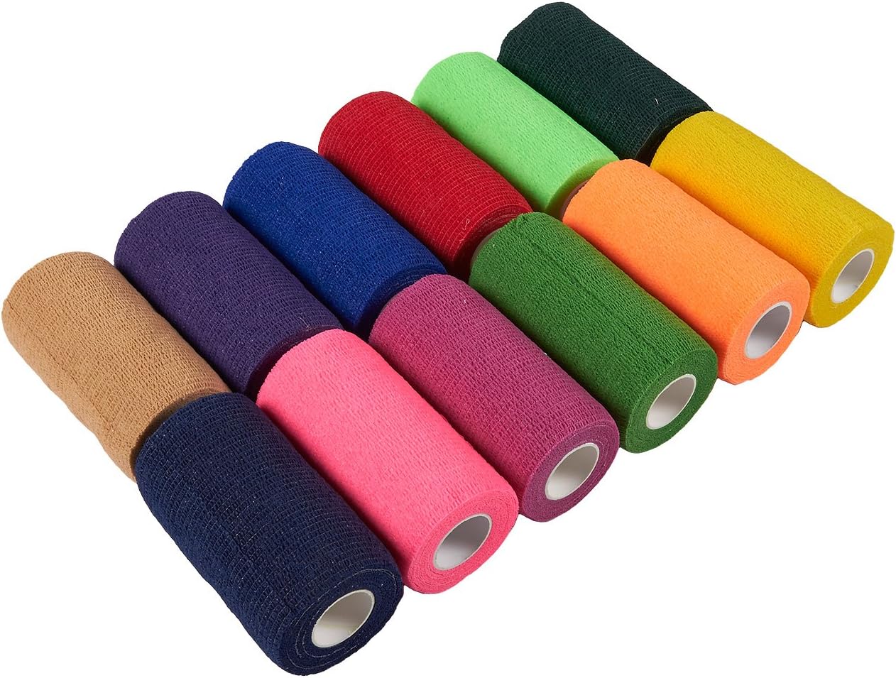 Juvale Self Adhesive Bandage Wrap, Cohesive Tape in 12 Colors (4 in x 5 Yards, 12-Pack): Home & Kitchen