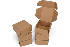 Serwrsw 4x4x2 Shipping Boxes Set of 6, Small Cardboard Boxes for Packaging, Brown Mailing Boxes for Small Business