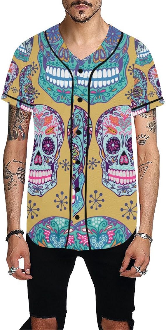 dia de los muertos button up shirt