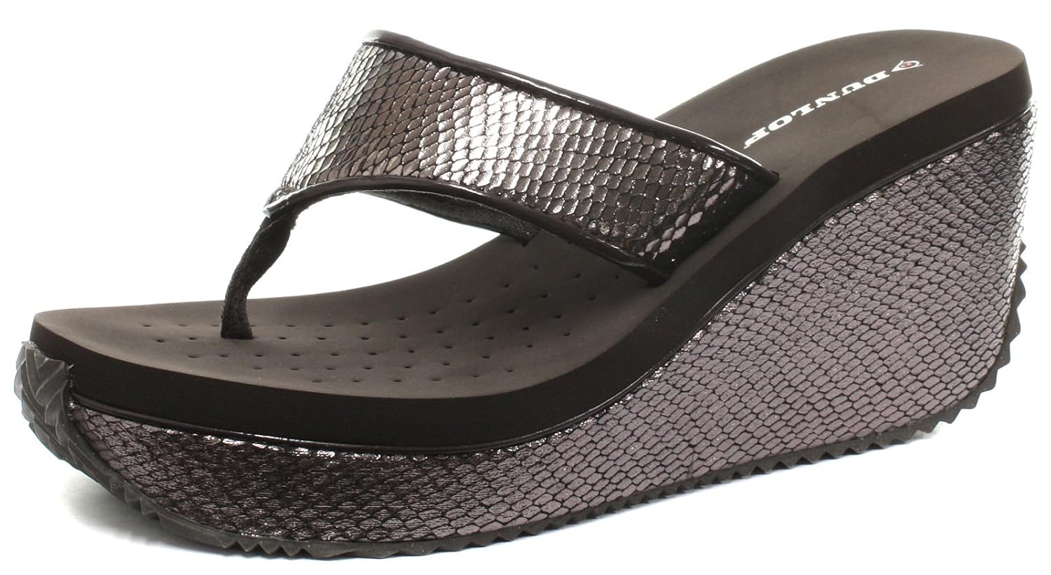 dunlop high wedge flip flops