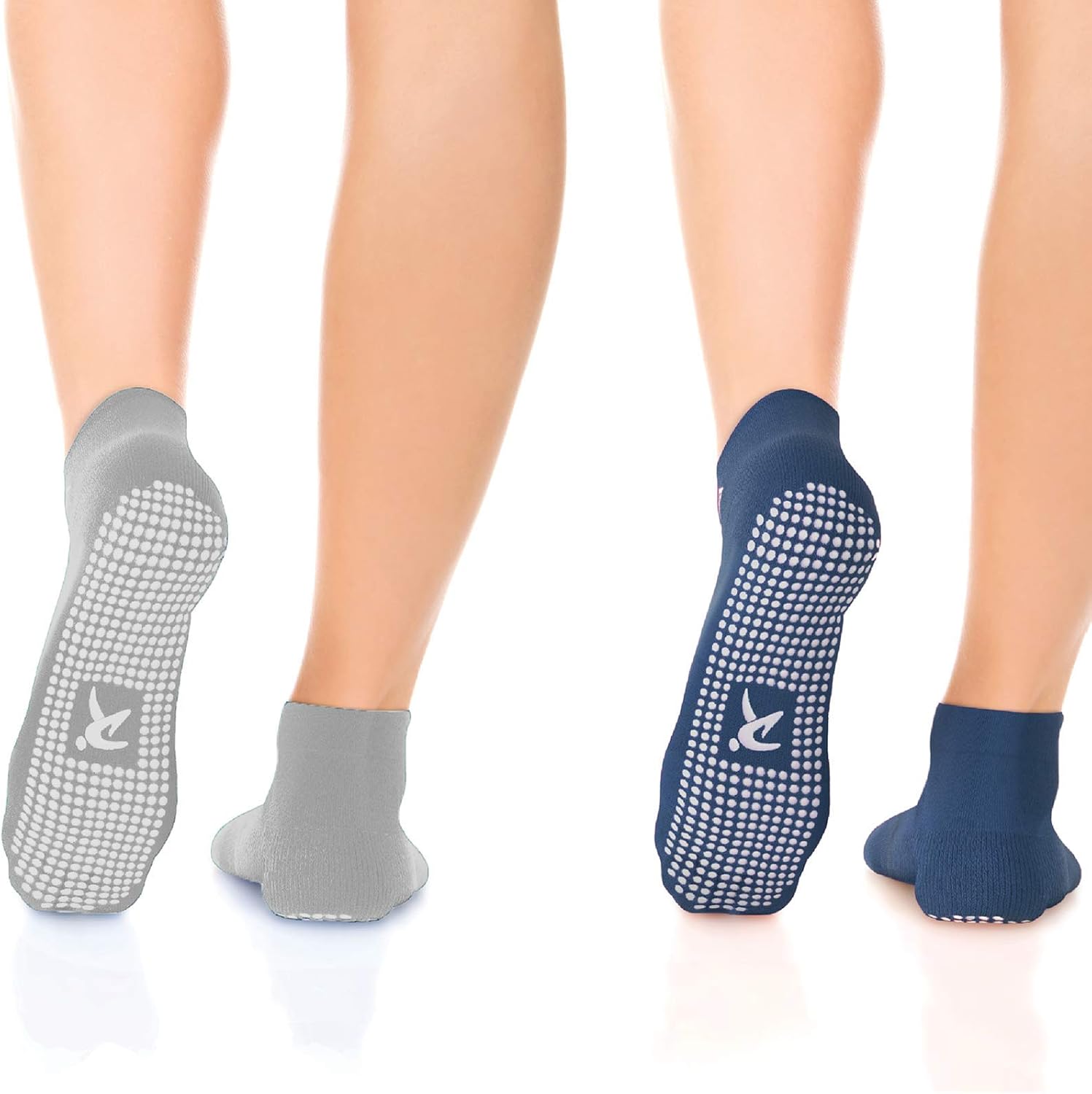 Non Slip Anti Skid Grip Socks (2 Pairs) (Perfect for Pilates, Yoga