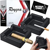 roygra Ash Tray (2 Pack), Outdoor Cigar Ashtray for Outside Patio, 4 Holder | Flexible Silicone, Portable Indoor Ashtrays for Cigars Cigarettes, Smoking Accessories, Home Table Decor, Gifts for Smokers