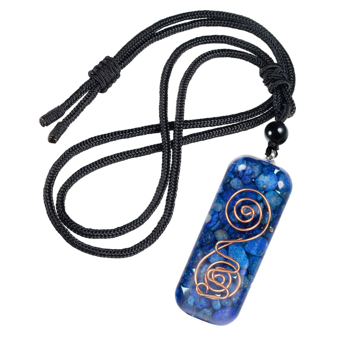 Nupuyai Lapis Lazuli Spiral Healing Crystal Necklace for Women Men, Chakra Stone Pendant with Adjustable Cord 65cm
