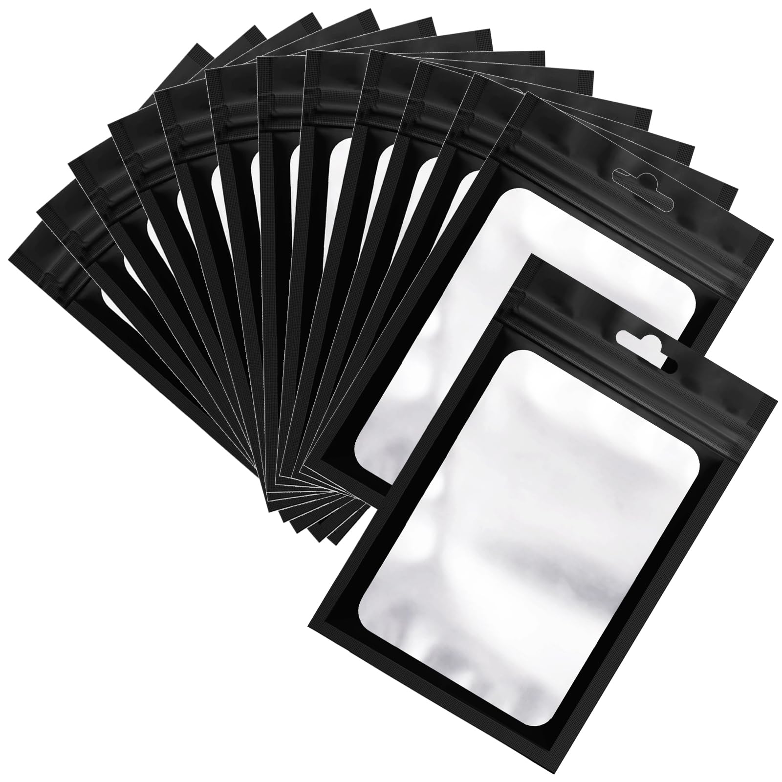 Photo 1 of 100 Pcs Resealable Mylar Bags, Sealable Odor Proof Foil Pouch Bag with Clear Window, Small Bussiness Packaging Supplies (Black, 2.4 X 4 Inch)