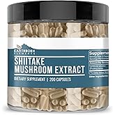 Earthborn Elements Shiitake Mushroom Extract 200 Capsules, Pure & Undiluted, No Additives