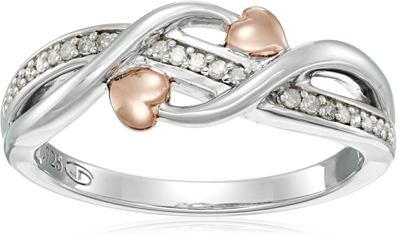 Diamond Friendship Twin Heart Promise Ring, Size 7 Jewelry