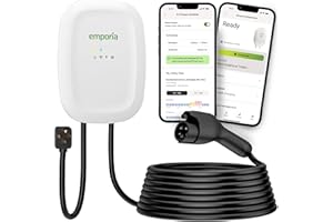 EMPORIA Level 2 EV Charger - NEMA 14-50 EVSE w/ J1772 Connector - 48 amp EV Charger Level 2, 240v WiFi Enabled Electric Vehicle Charging Station, 25ft Cable, White