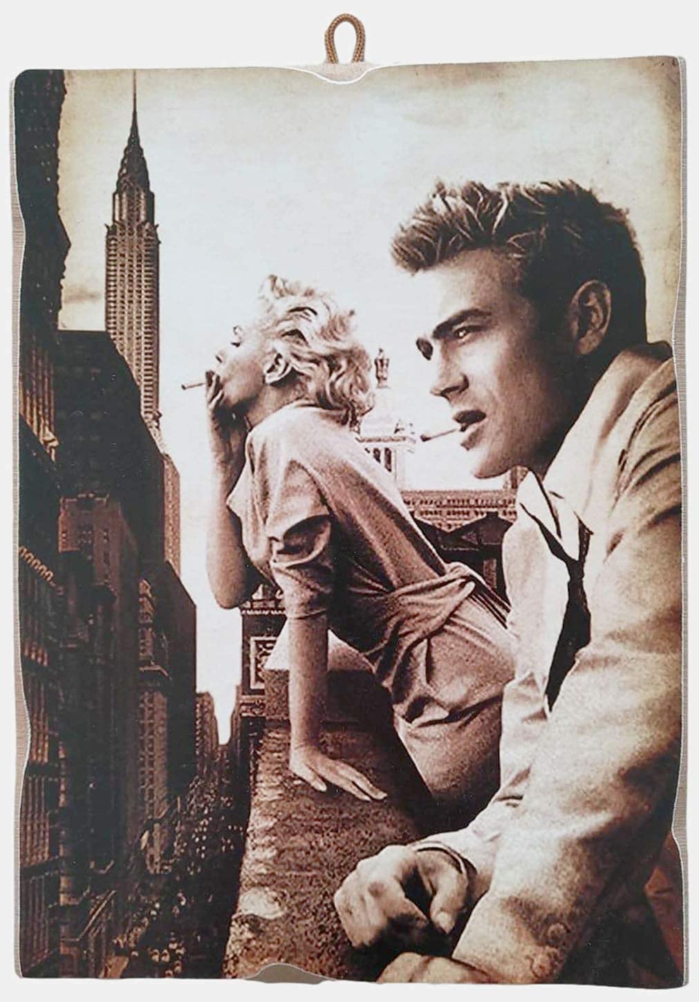 Marilyn Monroe & James Dean Vintage Style Painting Collectible Wood Print 40 x 30 cm.
