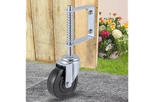 GENERIC Gate Caster 4”and 5", Heavy Duty Gate Caster Wheel with Spring Loaded,Universal Mount Pate, 250-500 lbs Load Capacity, 4 and 5 Inches Rubber Wheel(Two PCS OR ONE PCS) (4 inch Without Brake, 1 pcs)