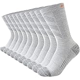 JOYNÉE Athletic Crew Socks Cushion Running Socks Performance Breathable Sports Socks for Men 5 Pairs,Sock Size:10-13