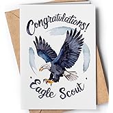 Eagle Scout Card - Boy Scout BSA Achievement Greeting Card - Congrats for Court of Honor Ceremony, National Eagle Scout Day or Graduation - Congratulations on Earning Rank Scouts BSA - NUM 298