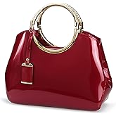HOXIS Charm Glossy Metal Grip Structured Shoulder Handbag Women Satchel