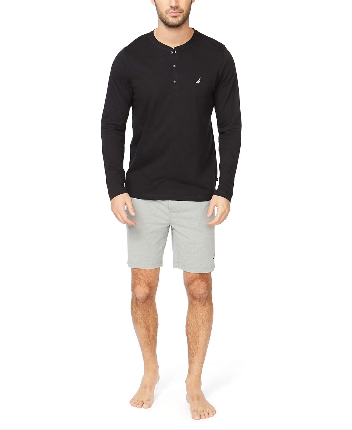 Nautica Men's Long Sleeve Henley Pajama Top at  Men’s Clothing store
