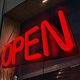 Open Signs for Business,Neon Open Sign Led,20x7 inch with Remote Control,Bright Light Up Sign,Window Door Wall Mounted Bar Coffee Salon Store,12V/2A Horizontal Red