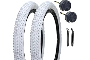 SIMEIQI 2 Pack 12"/14"/ 16“/18”/20“x2.125 White Bike Tires and Tubes for Kid's Tires Bicycle Replacement Tyres Compatible with 12/14/16/18/20x1.75/1.95/2.0/2.125 Tire Wheel