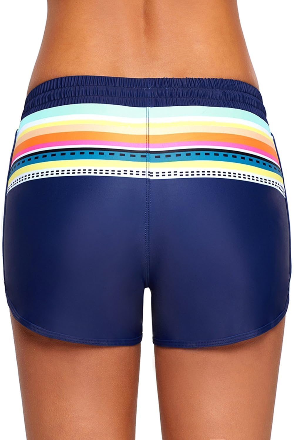 boldgal women's swimwear print drawstring shorts (blue)