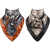 GERINLY Mens Wild Rag 2 Pack, Western Scarves Cowboy, Silk Feel Bandana Square 35 Inch