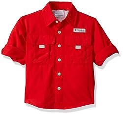 Columbia Boys' Big Bahama Long Sleeve Shirt, Red