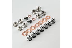 SPECBOLT FASTENERS NICKEL TWO 2 STROKE TOP END MOTORCYCLE ENGINE CYLINDER HEAD ACORN CAP FLANGE NUTS BOLT KIT COMPATABLE WITH HONDA CR KAWASAKI KX YAMAHA YZ SUZUKI RM TRX250R ATC250R LT250R LT500R 85 125 250