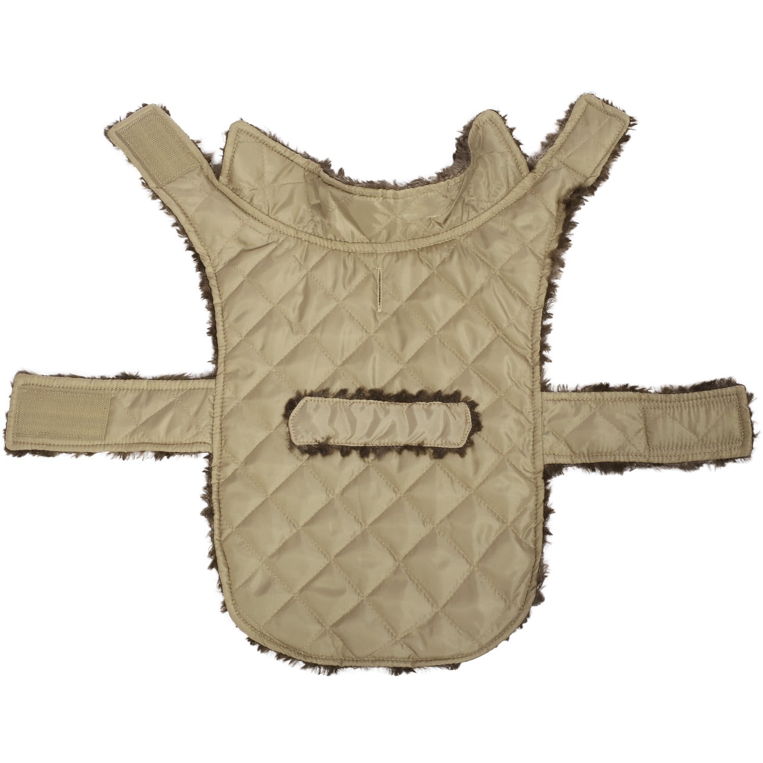 Pecute Dog Jacket Winter Warm Soft Fleece Liner Pet Vest with Strap Closure Light Tan L