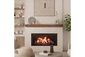 AZSKY Fireplace Mantel Shelf Deep Walnut 48 Inches Hollow Wood Shelves with Invisible Real Wood Bracket Wall Shelves for Over Fireplace Rustic Floating Shelves for Living Room Set of 1