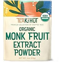 TEAki Hut Organic Monk Fruit Sweetener, 4oz (113g) 365 Servings, No Fillers Pure USDA Organic Monk Fruit Extract with No Afte