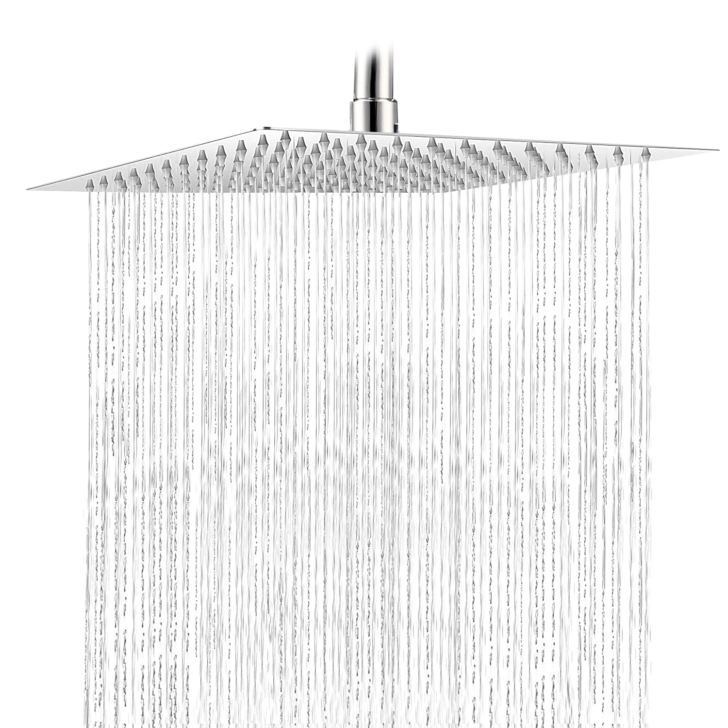 SOLVEX Rainfall Shower Heads,12Inch High Pressure Shower Heads, Overhead Shower Head, Stainless Steel Square Shower Head, Adjustable with Swivel Ball, Large Shower Head, Chrome, SP-50022