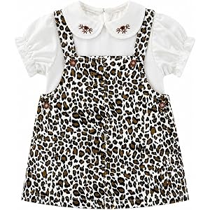 Peacolate 3Months-24Months Spring Autumn Summer Infant Toddler Baby Girl 2pcs Clothing Set White T-Shirt and Suspender Skirt