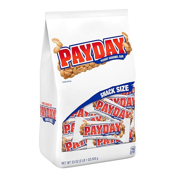 PAYDAY PEANUT CARAMEL SNACK SIZE, CANDY BULK BAG, 33 OZ