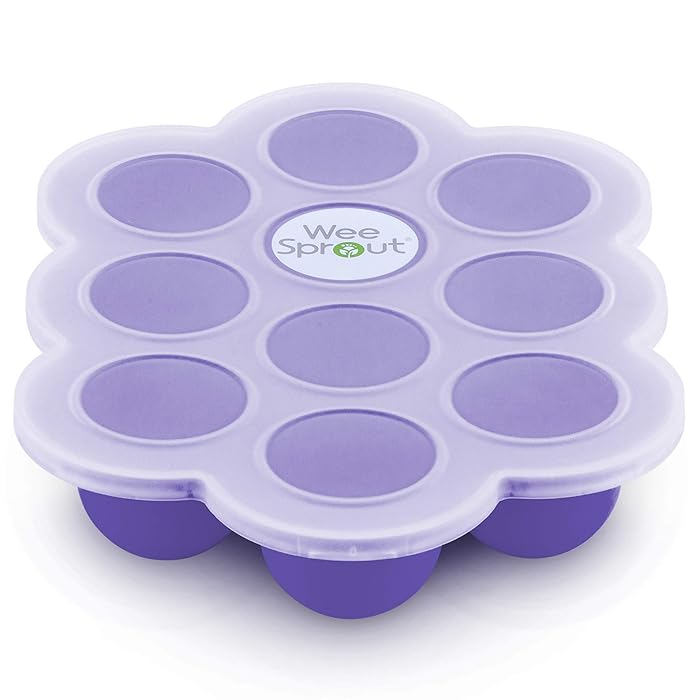 WEESPROUT Silicone Baby Food Freezer Tray with Clip-on Lid by WeeSprout - Perfect Storage Container for Homemade Baby Food, Vegetable & Fruit Purees and Breast Milk - BPA Free