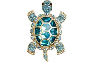 FUJIUIA 2024 Cute Turtle Brooch with Full of Crystal Diamonds, Turtle Enamel Pin, Turtle Jewelry for Decorating Clothes for Hat Bag Gold Tone Great Gift for Wife Sisters Friends Daily Wear Dating