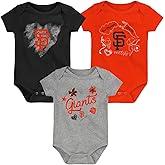 Outerstuff MLB Newborn & Infants Girls 0-24 Months Batter Up 3 Piece Onesie Creeper Romper Set