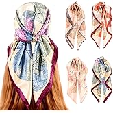 upeilxd 4Pcs Silk Head Scarves for Women Satin Hair Scarf 35”Large Square Bandana Silk Like Neck Scarf Shawl