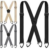 Chicingyou 3 Pcs X Back Hidden Suspender for Men 1. 5 Inches Heavy Duty Work Suspenders for Under Clothing Jeans Pants Work