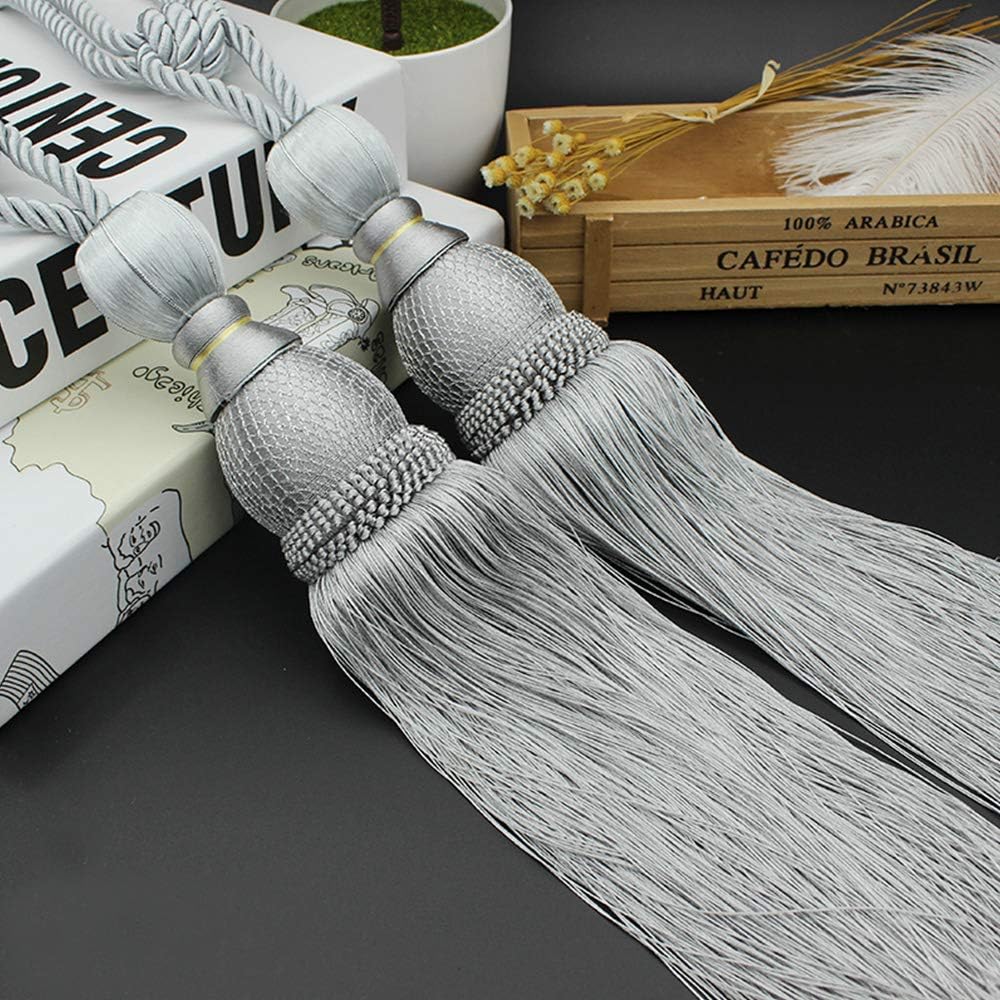 Selling Wonderful Curtain Holdbacks Curtains Tiebacks Home Decorative Braided Buckle Fastener Accessories Window Drapery Ball Tassels Tiebacks, Set of 2 (Grey)