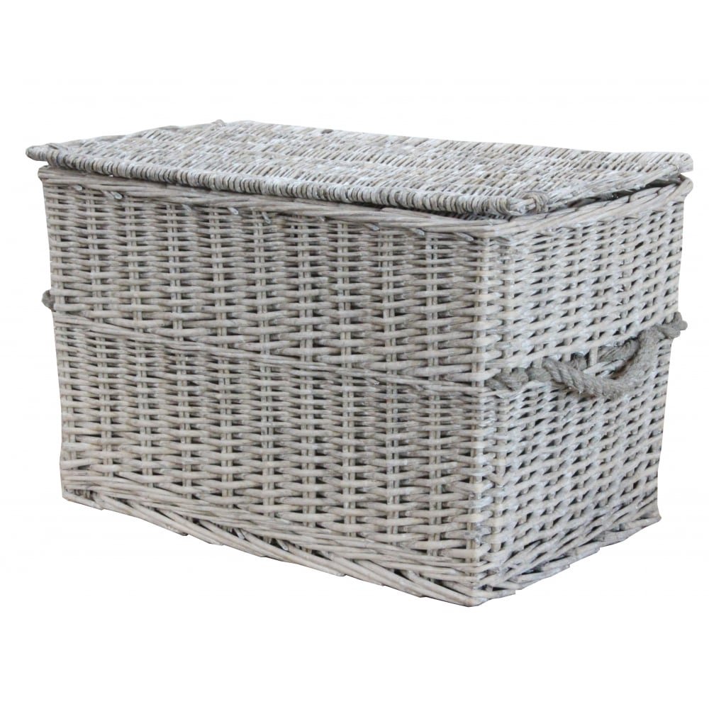 Grey Wash Wicker Willow Storage Trunk / Chest Small Amazon.co.uk